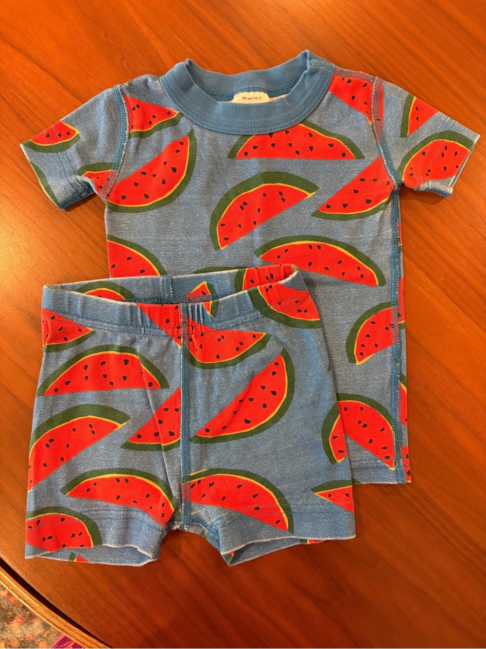 Hanna Andersson Blue Watermelon Short-Sleeve Pajama Set